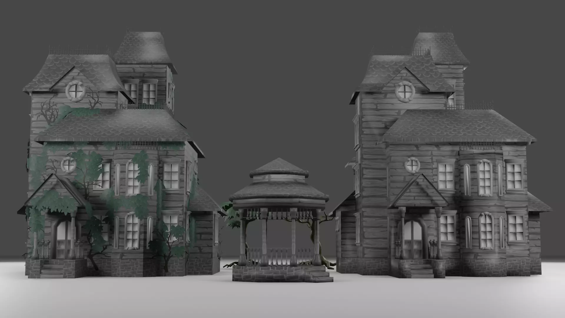 Old Manor Low-poly 3D model_0
