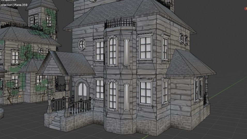 Old Manor Low-poly 3D model_10