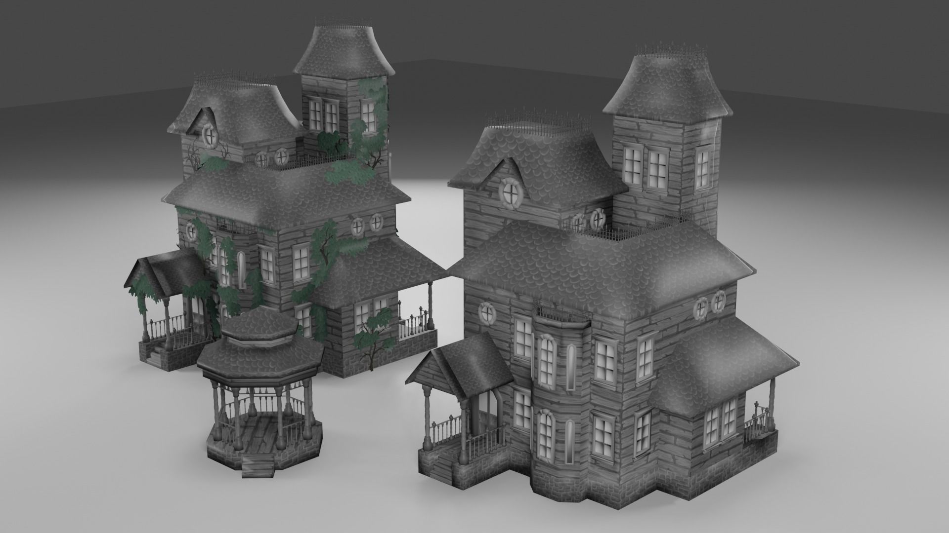 Old Manor Low-poly 3D model_1