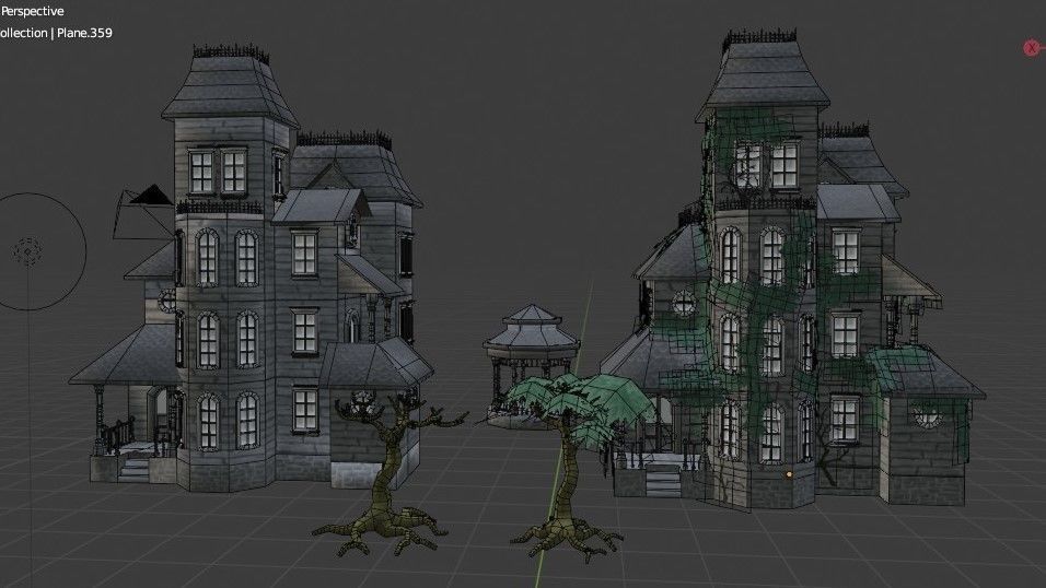 Old Manor Low-poly 3D model_9