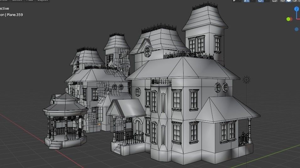 Old Manor Low-poly 3D model_5
