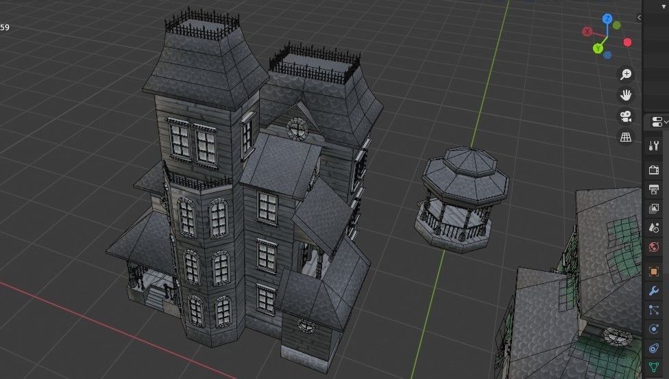 Old Manor Low-poly 3D model_12