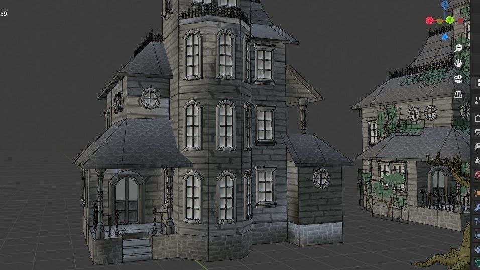 Old Manor Low-poly 3D model_11