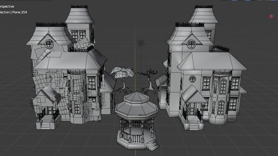 Old Manor Low-poly 3D model_4