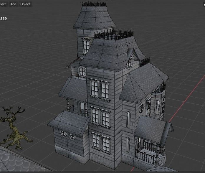 Old Manor Low-poly 3D model_13