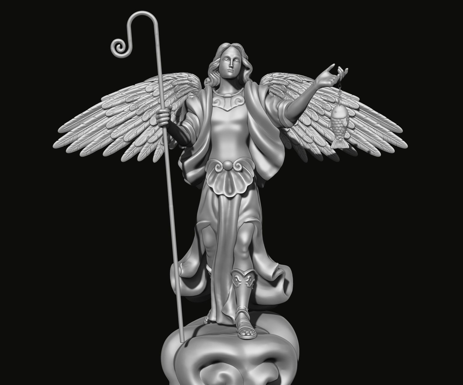Raphael Archangel - Metal - Wood - CNC Rounting and 3D print model_6