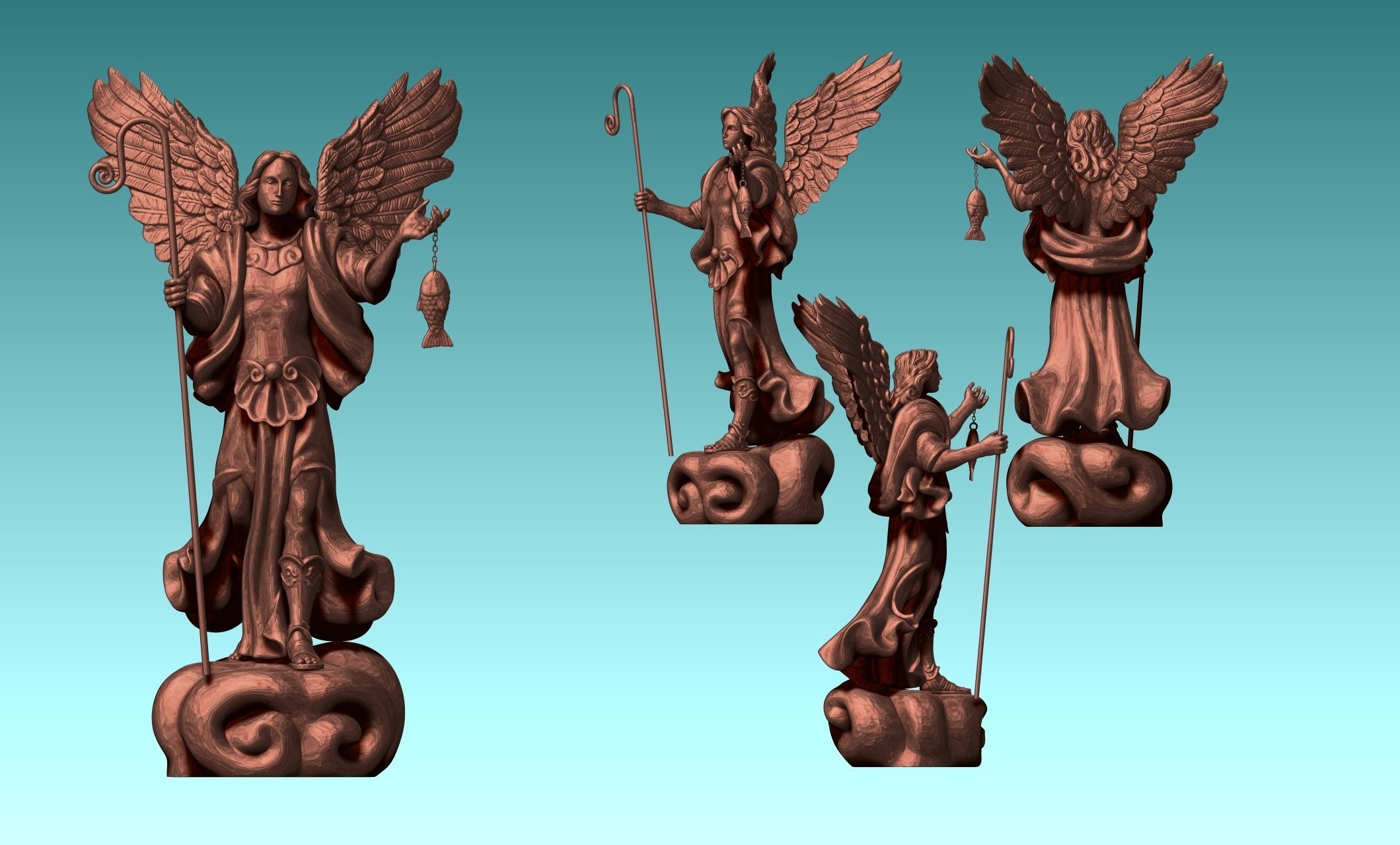Raphael Archangel - Metal - Wood - CNC Rounting and 3D print model_19