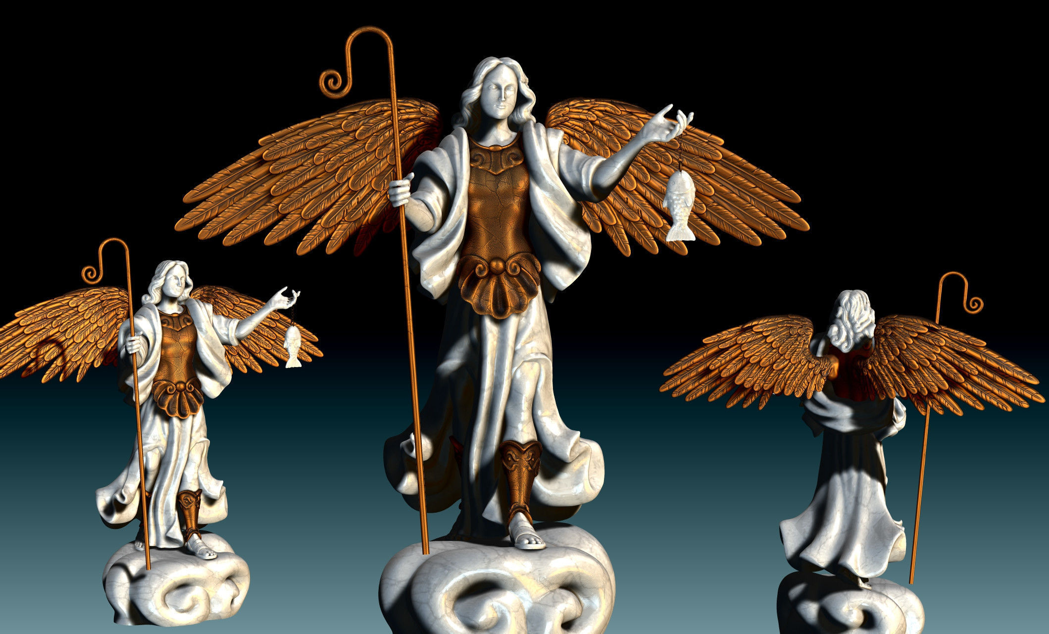 Raphael Archangel - Metal - Wood - CNC Rounting and 3D print model_20