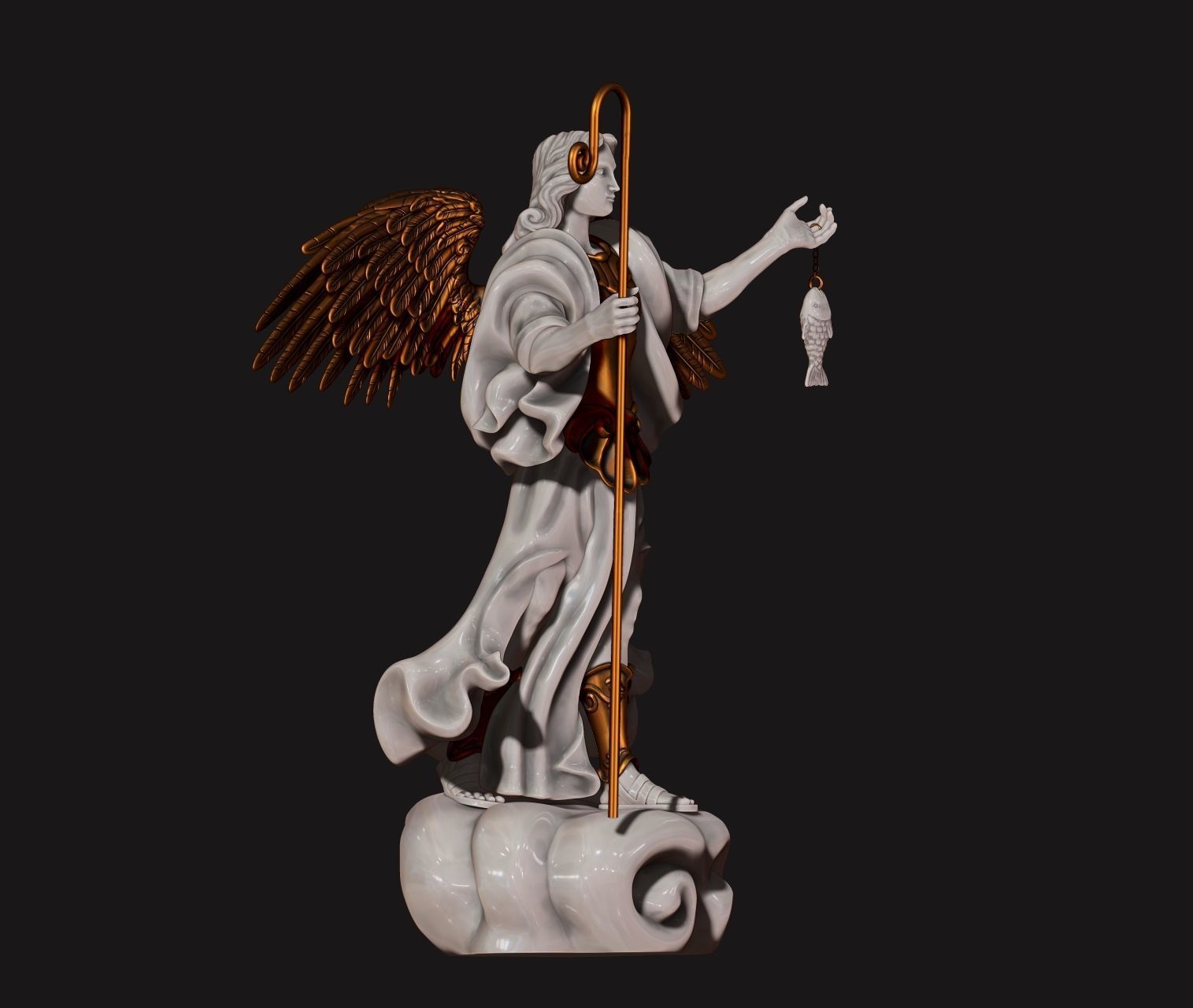 Raphael Archangel - Metal - Wood - CNC Rounting and 3D print model_11