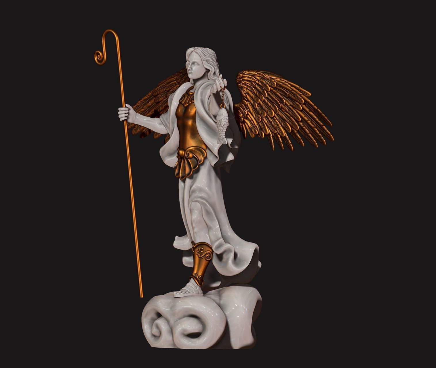 Raphael Archangel - Metal - Wood - CNC Rounting and 3D print model_2