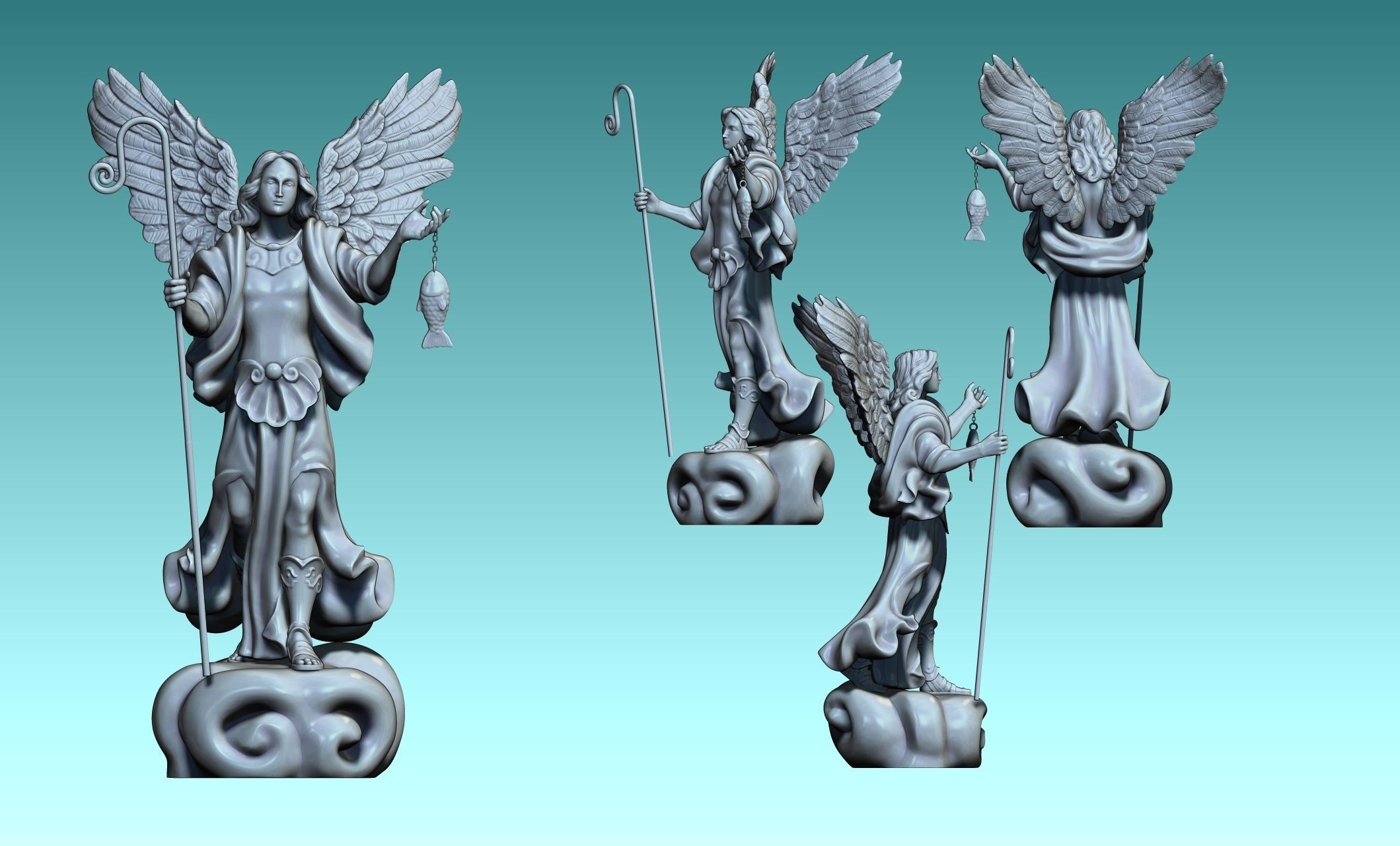 Raphael Archangel - Metal - Wood - CNC Rounting and 3D print model_23