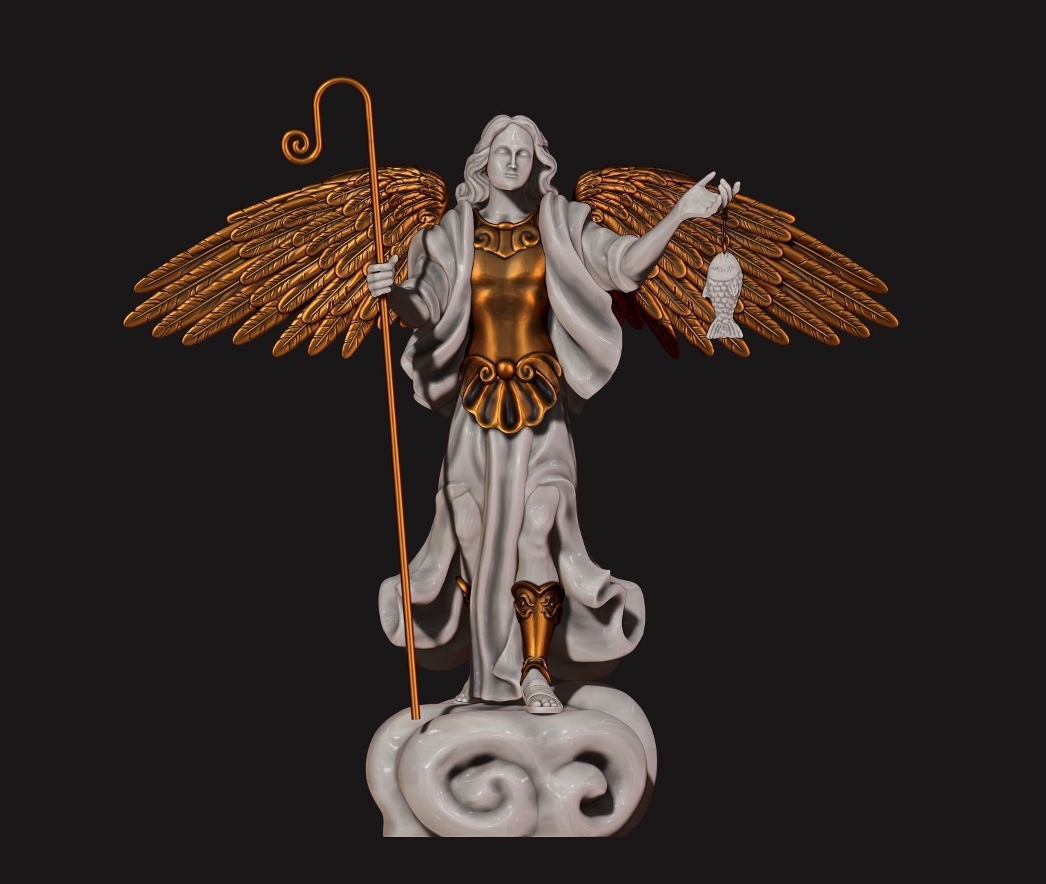 Raphael Archangel - Metal - Wood - CNC Rounting and 3D print model_1