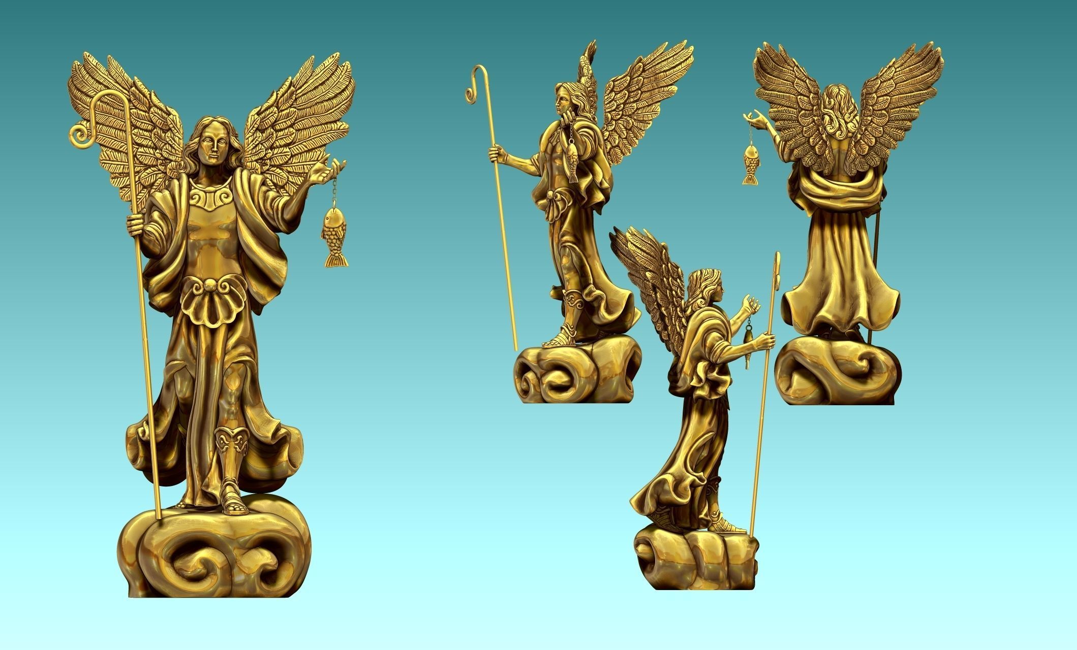 Raphael Archangel - Metal - Wood - CNC Rounting and 3D print model_16