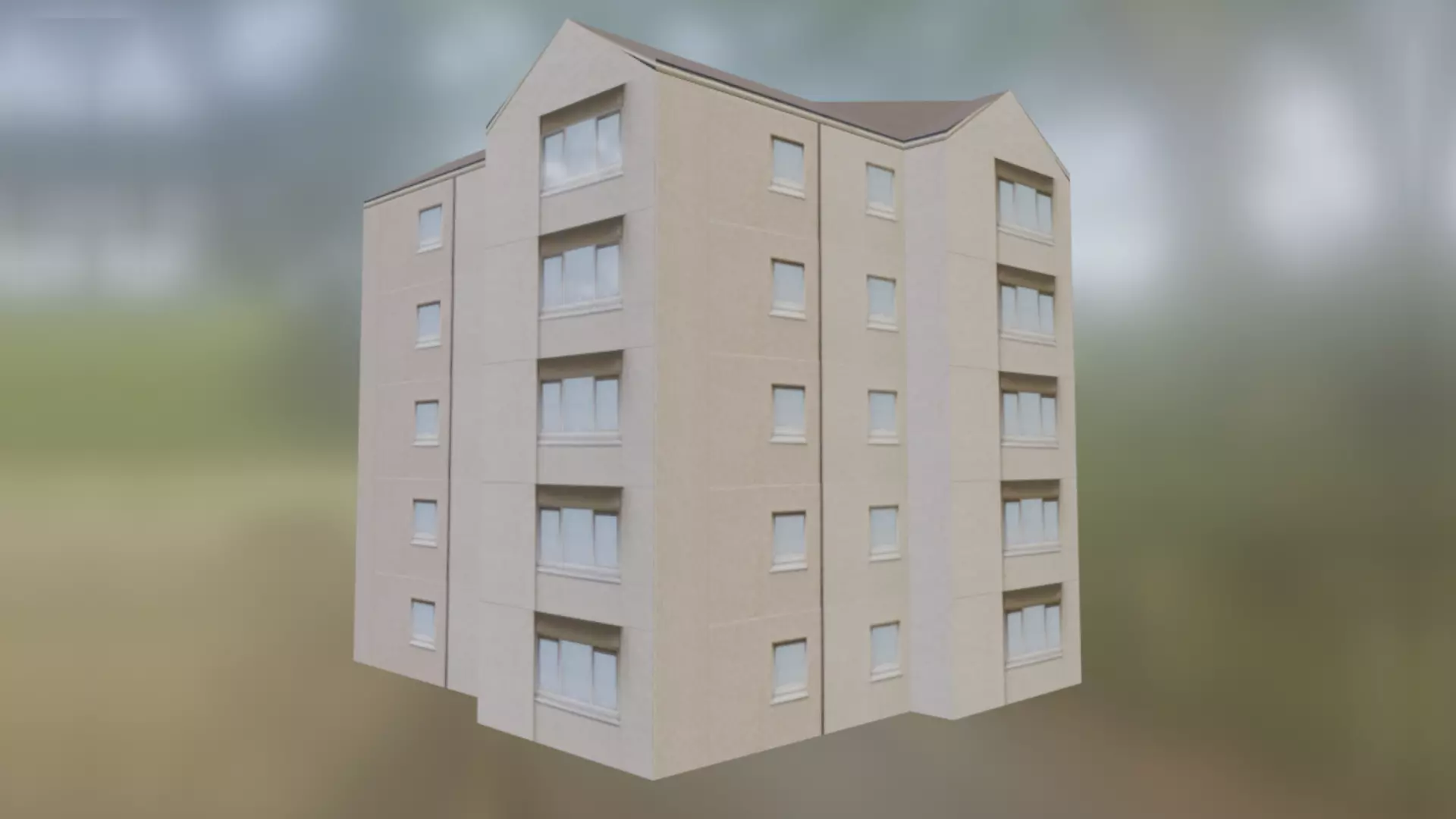  Scottish Generic Flat Block 001 Low-poly 3D model_0