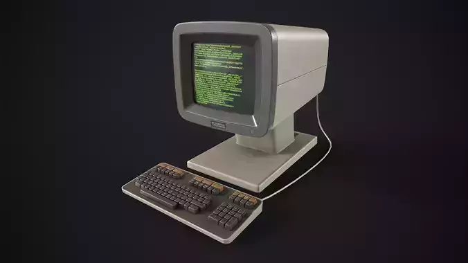 Retro computer Low-poly 3D model
