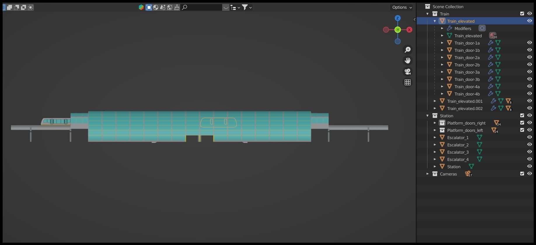 Monorail station with trains 3D model_34