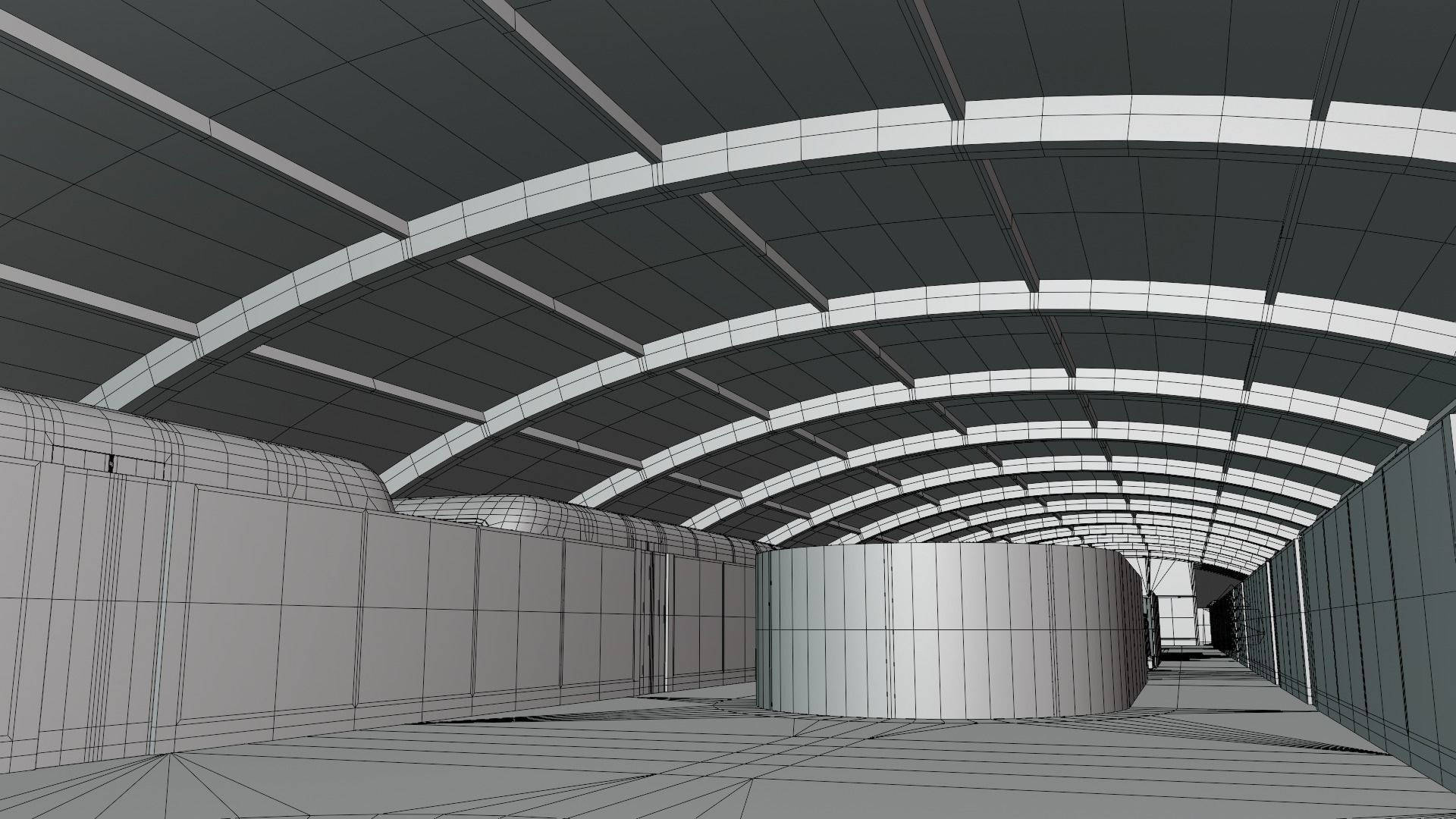 Monorail station with trains 3D model_10