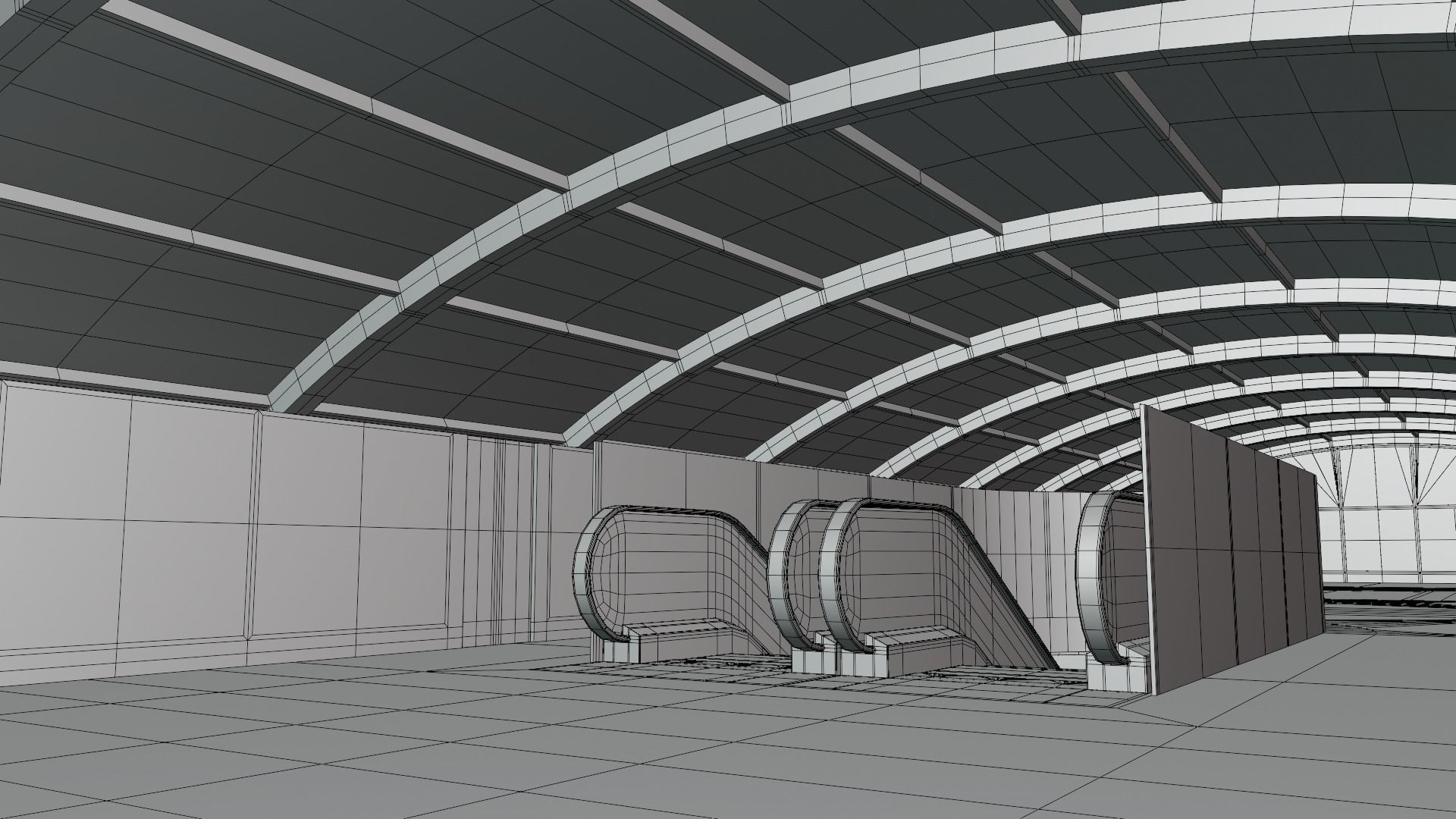 Monorail station with trains 3D model_30