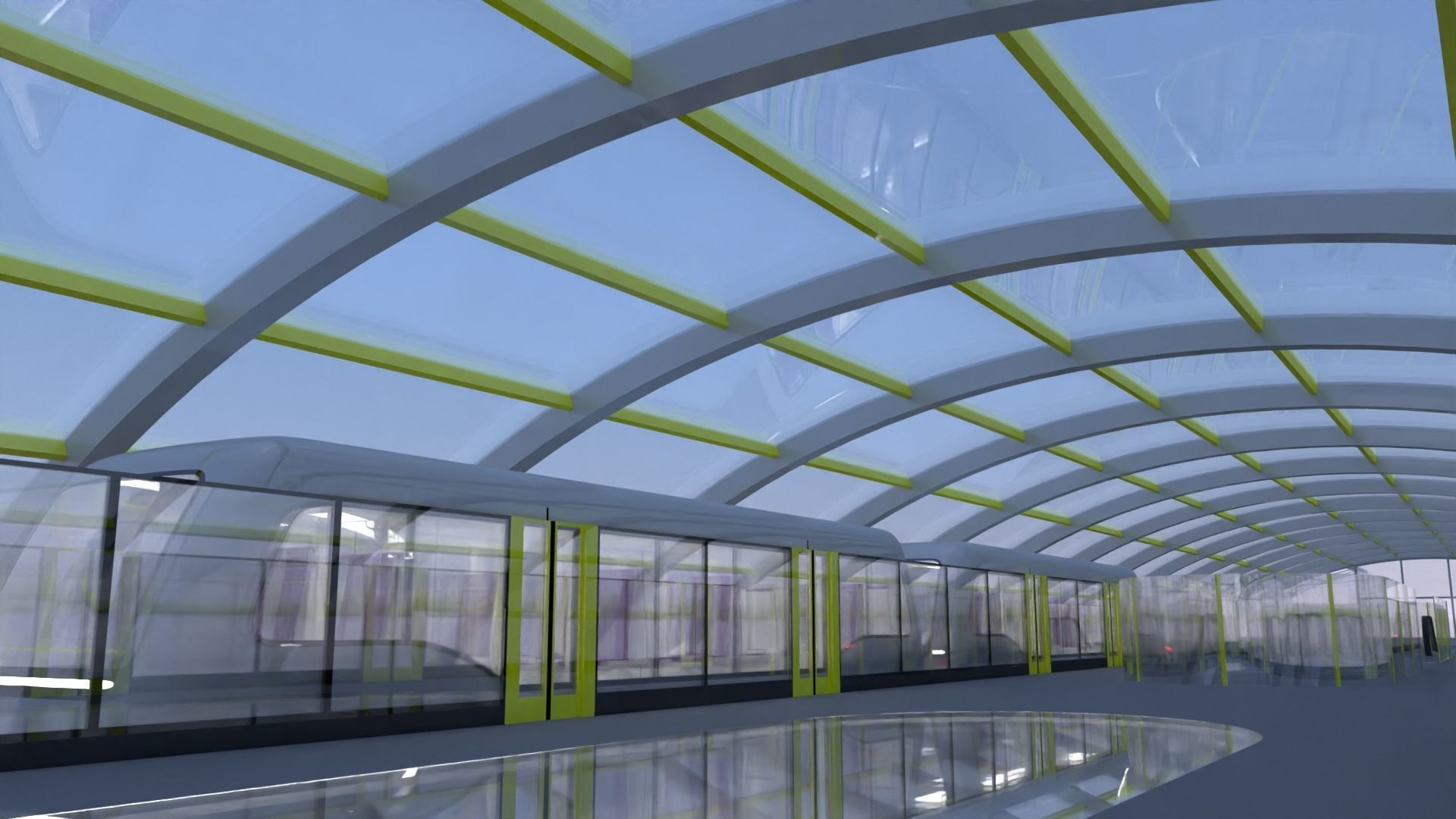 Monorail station with trains 3D model_20