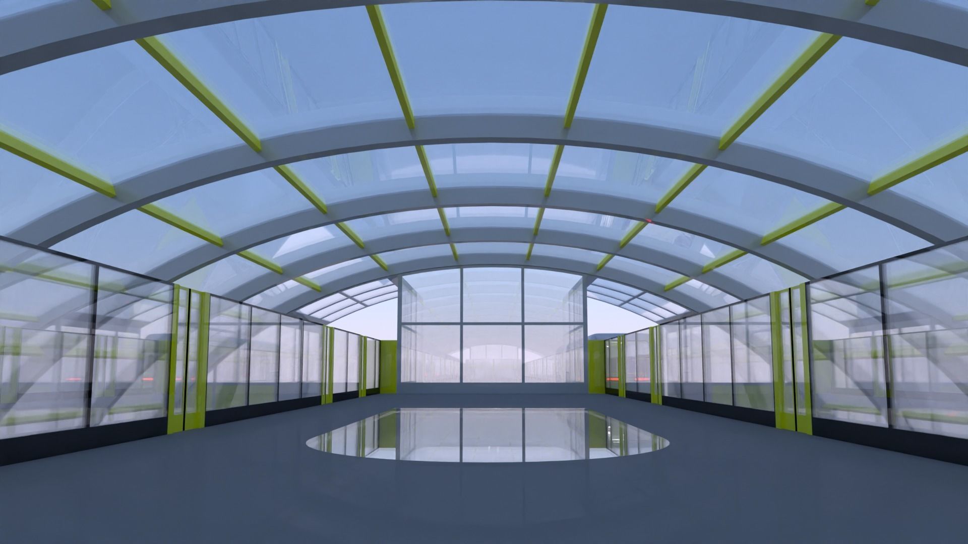 Monorail station with trains 3D model_14