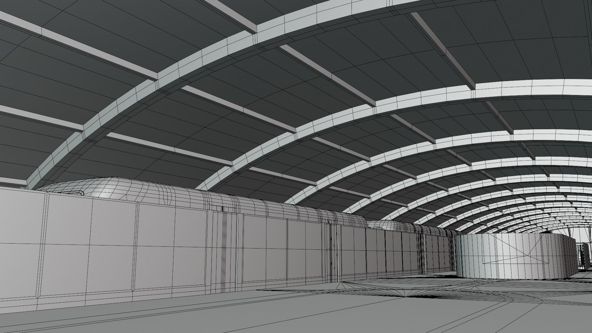 Monorail station with trains 3D model_21