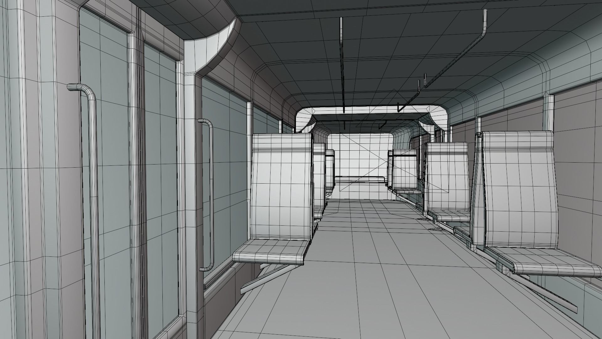 Monorail station with trains 3D model_23