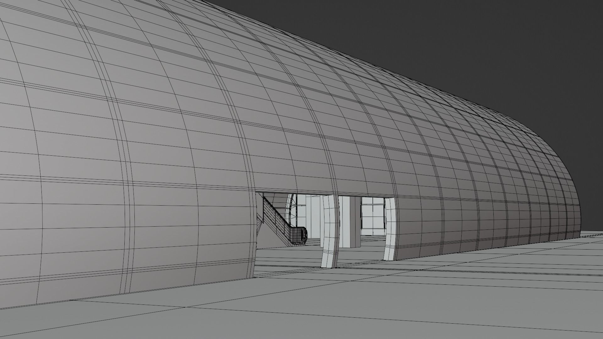 Monorail station with trains 3D model_19