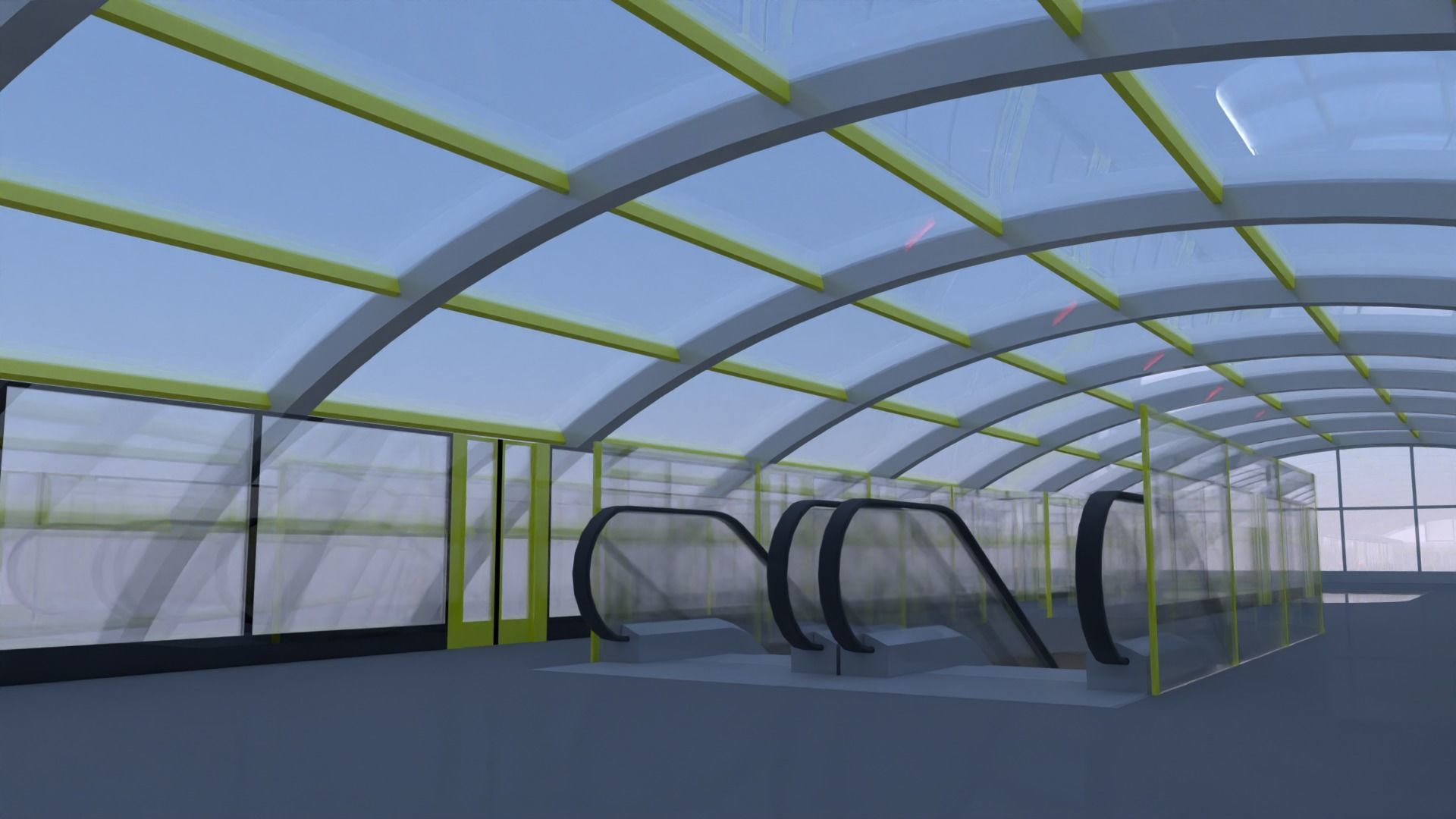 Monorail station with trains 3D model_29