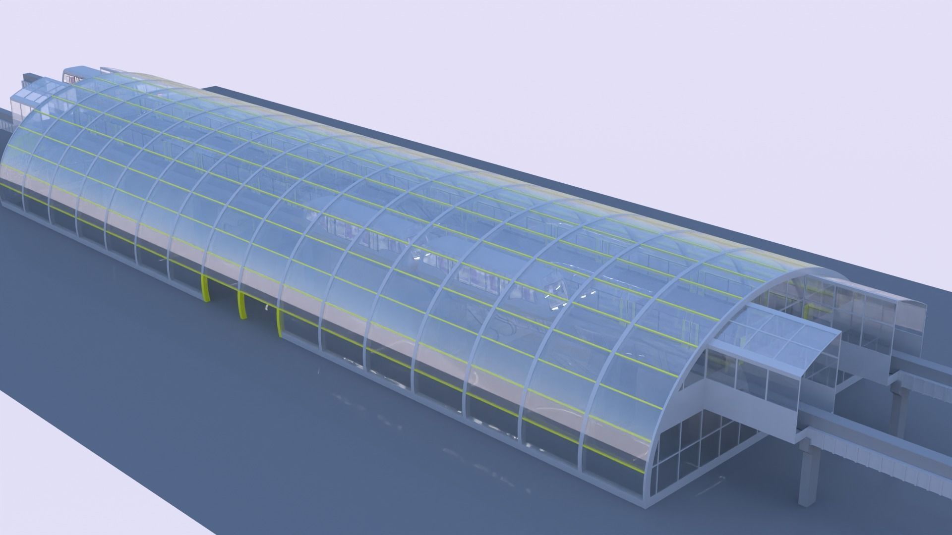 Monorail station with trains 3D model_16