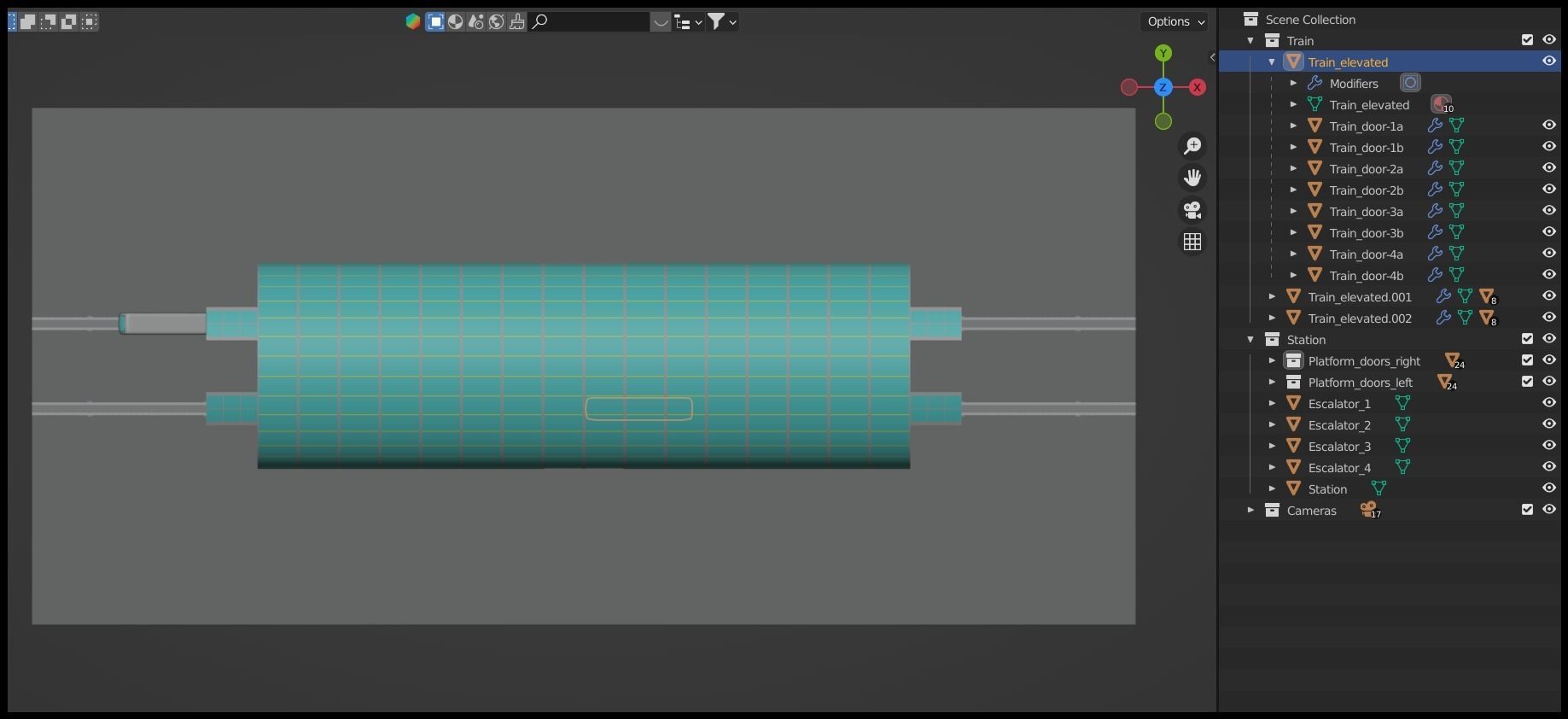 Monorail station with trains 3D model_35