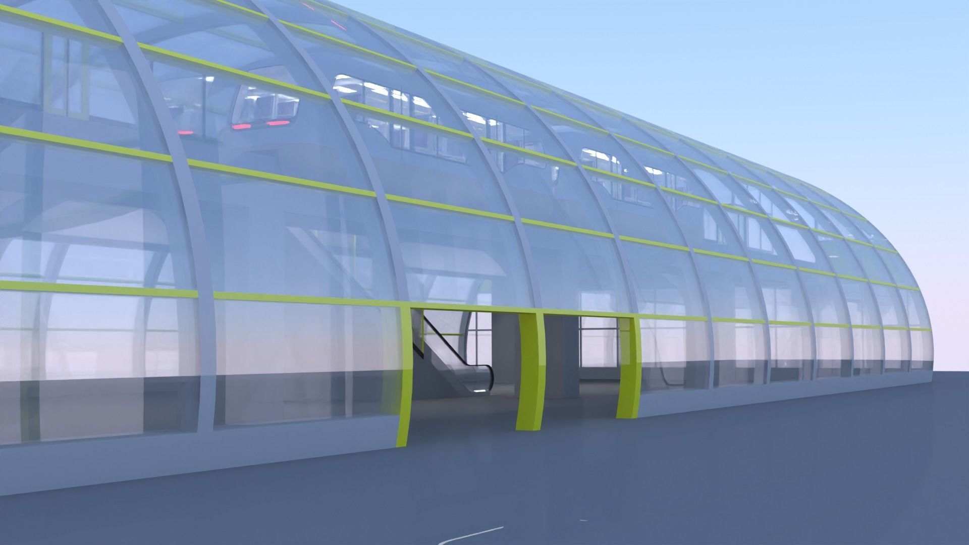 Monorail station with trains 3D model_18