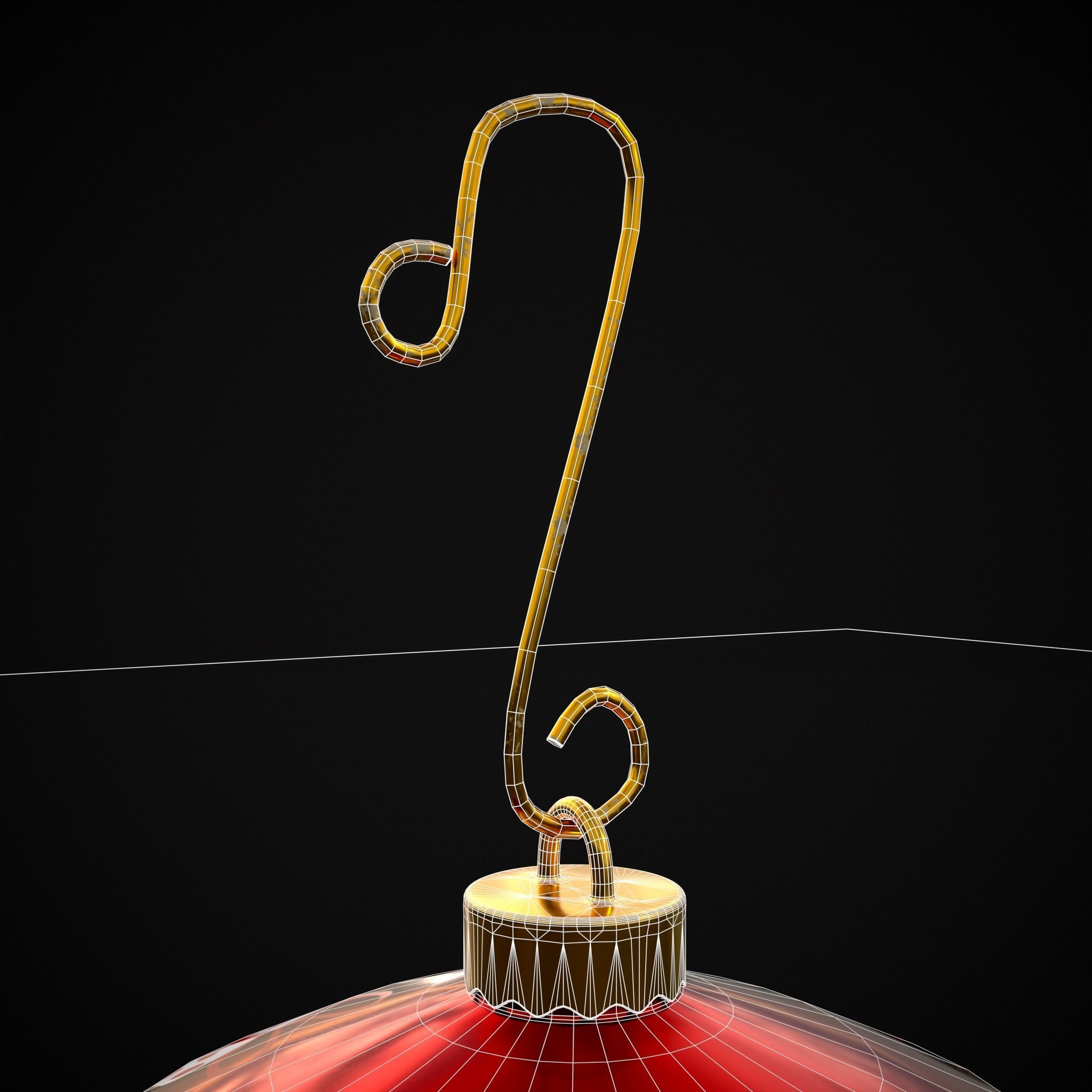 Red and White Decorated Christmas Bulb Low-poly 3D model_6