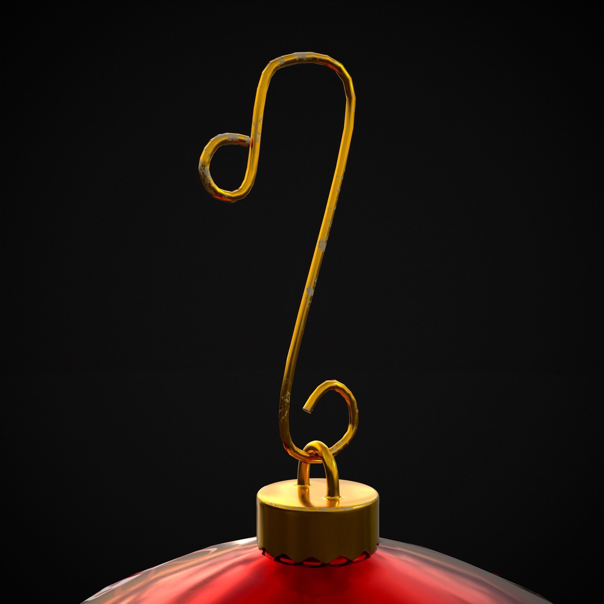 Red and White Decorated Christmas Bulb Low-poly 3D model_5