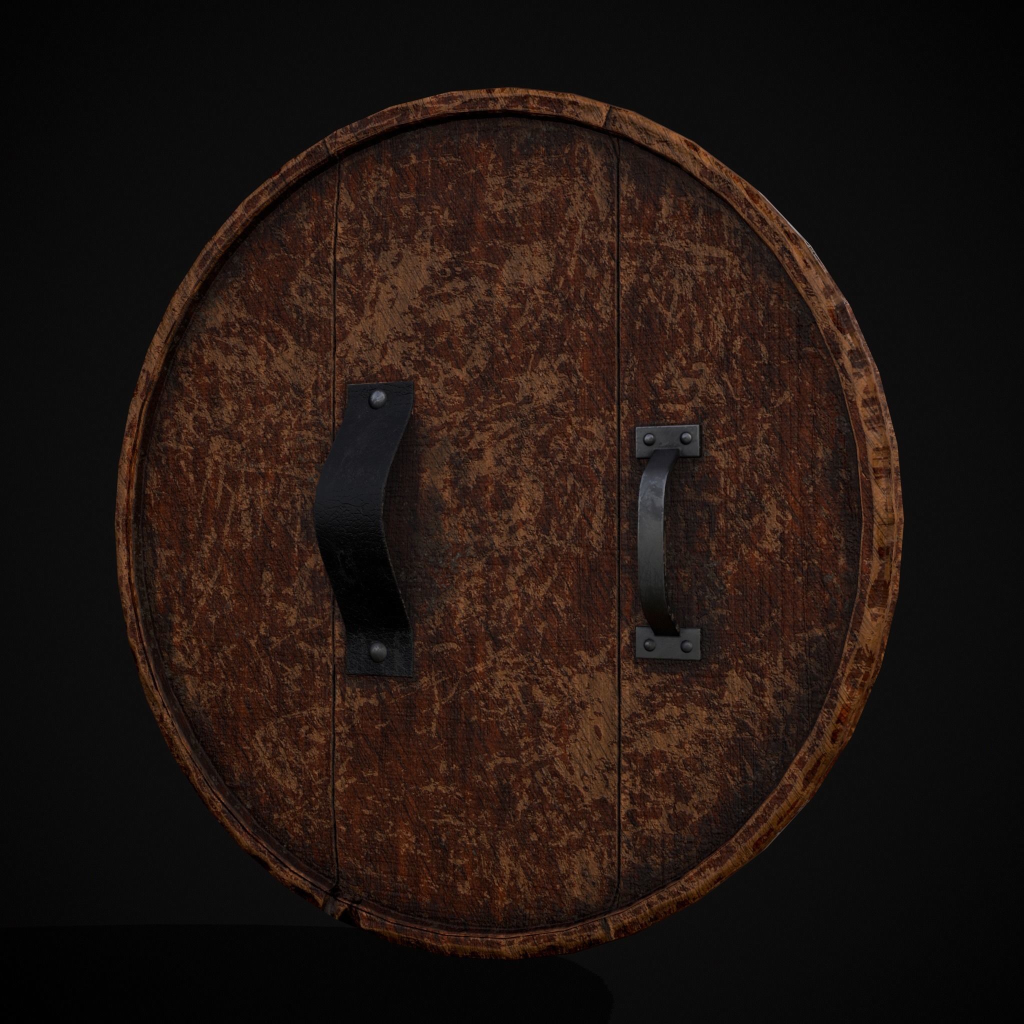 Carved Round Wooden Phoenix Shield Low-poly 3D model_27
