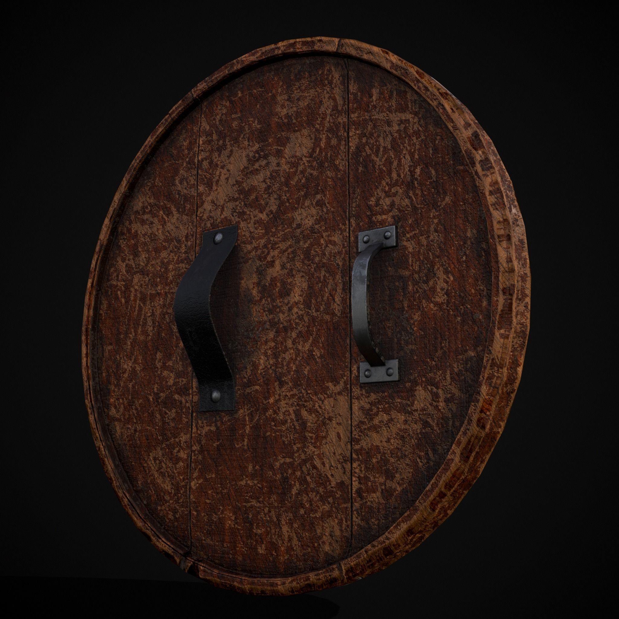 Carved Round Wooden Phoenix Shield Low-poly 3D model_17