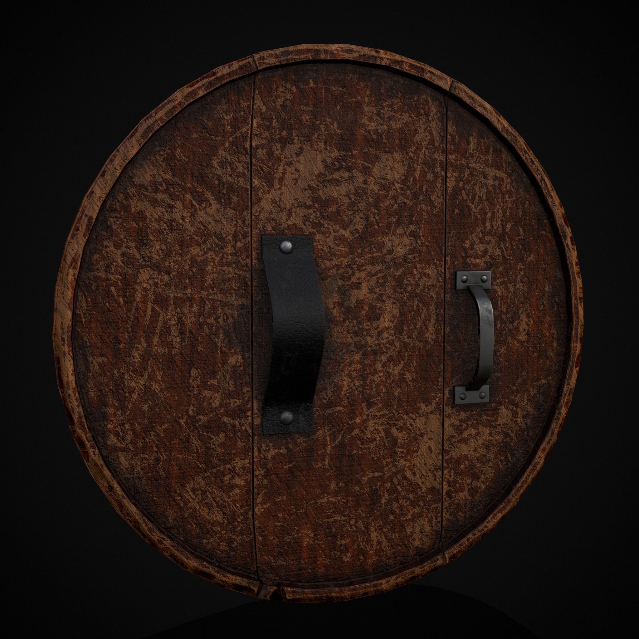 Carved Round Wooden Phoenix Shield Low-poly 3D model_3