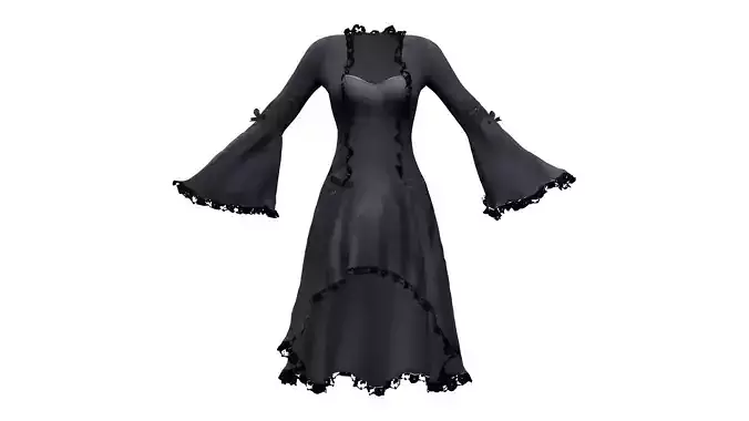 Lace Edged Bell Sleeve Dress