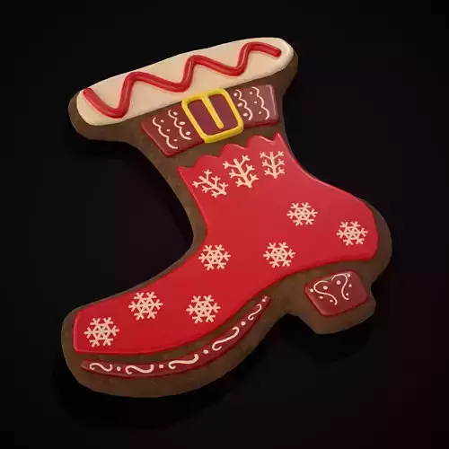 Red White Decorated Gingerbread Boot Low-poly 3D model