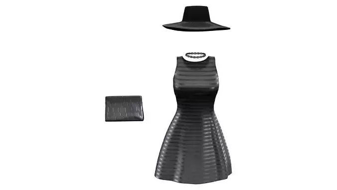 4in1 Female Black Fashion Skirt Outfit Low-poly 3D model 4in1 Female Black Fashion Skirt Outfit Low-poly 3D model