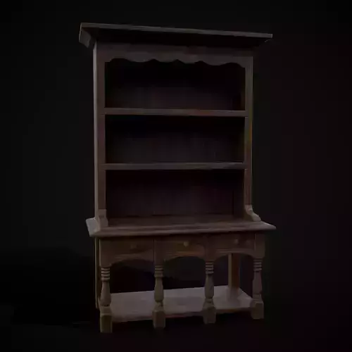 Wooden Three Drawer Standard Bookcase Shelf Low-poly 3D model