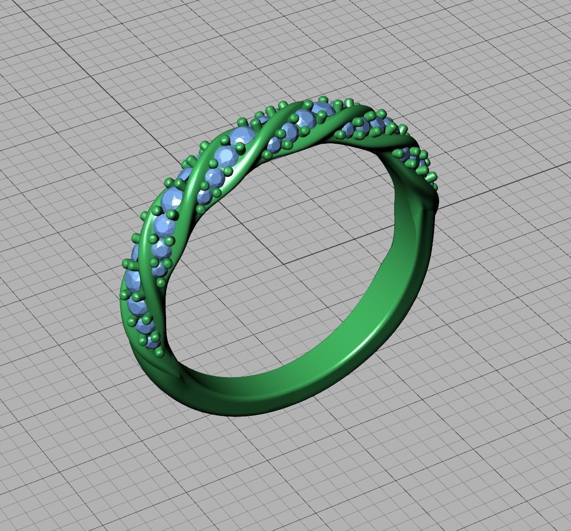 Olivia Twisted Diamond Eternity Band Ring 3dprint model 3D print model_21