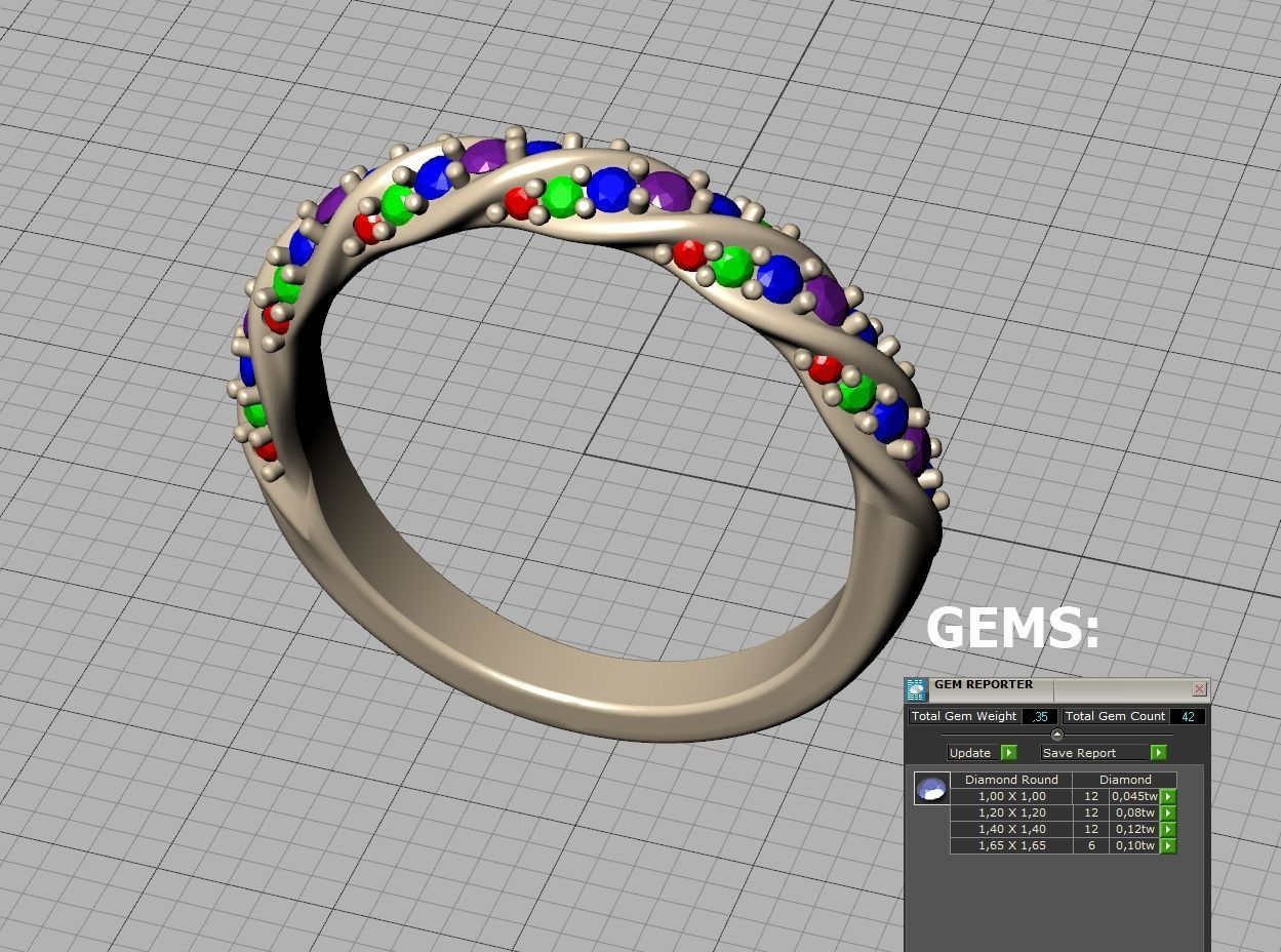 Olivia Twisted Diamond Eternity Band Ring 3dprint model 3D print model_16