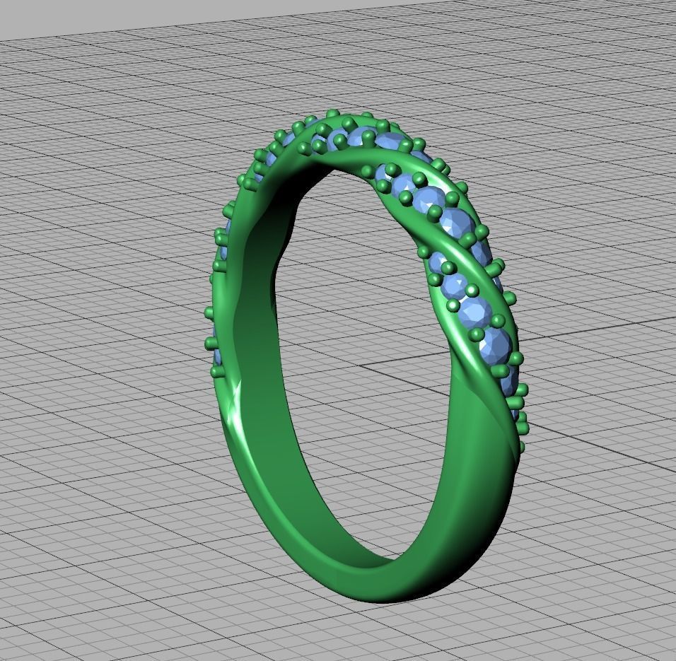 Olivia Twisted Diamond Eternity Band Ring 3dprint model 3D print model_20