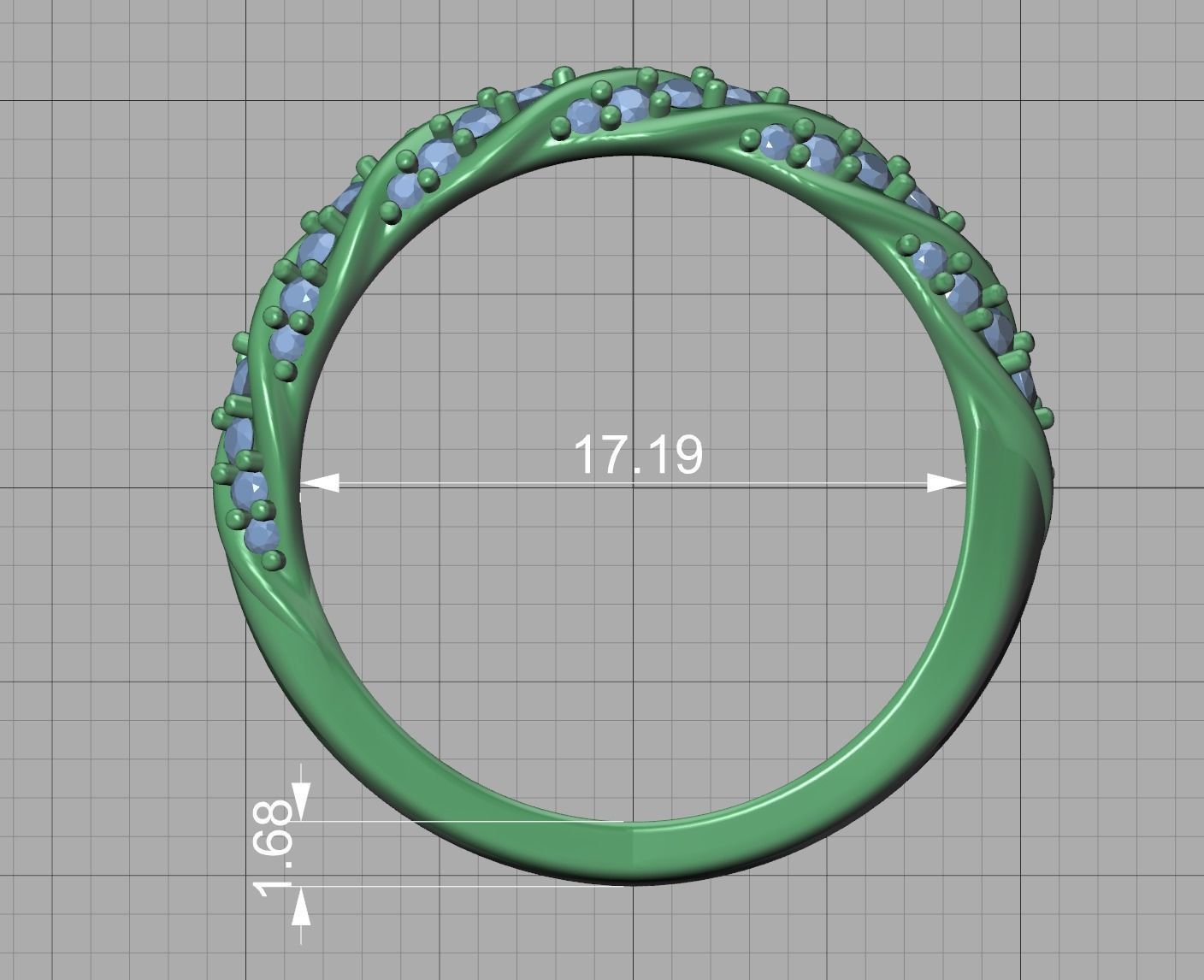 Olivia Twisted Diamond Eternity Band Ring 3dprint model 3D print model_14