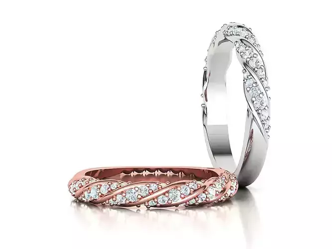 Olivia Twisted Diamond Eternity Band Ring 3dprint model 3D print model