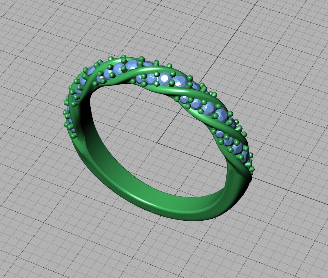 Olivia Twisted Diamond Eternity Band Ring 3dprint model 3D print model_13