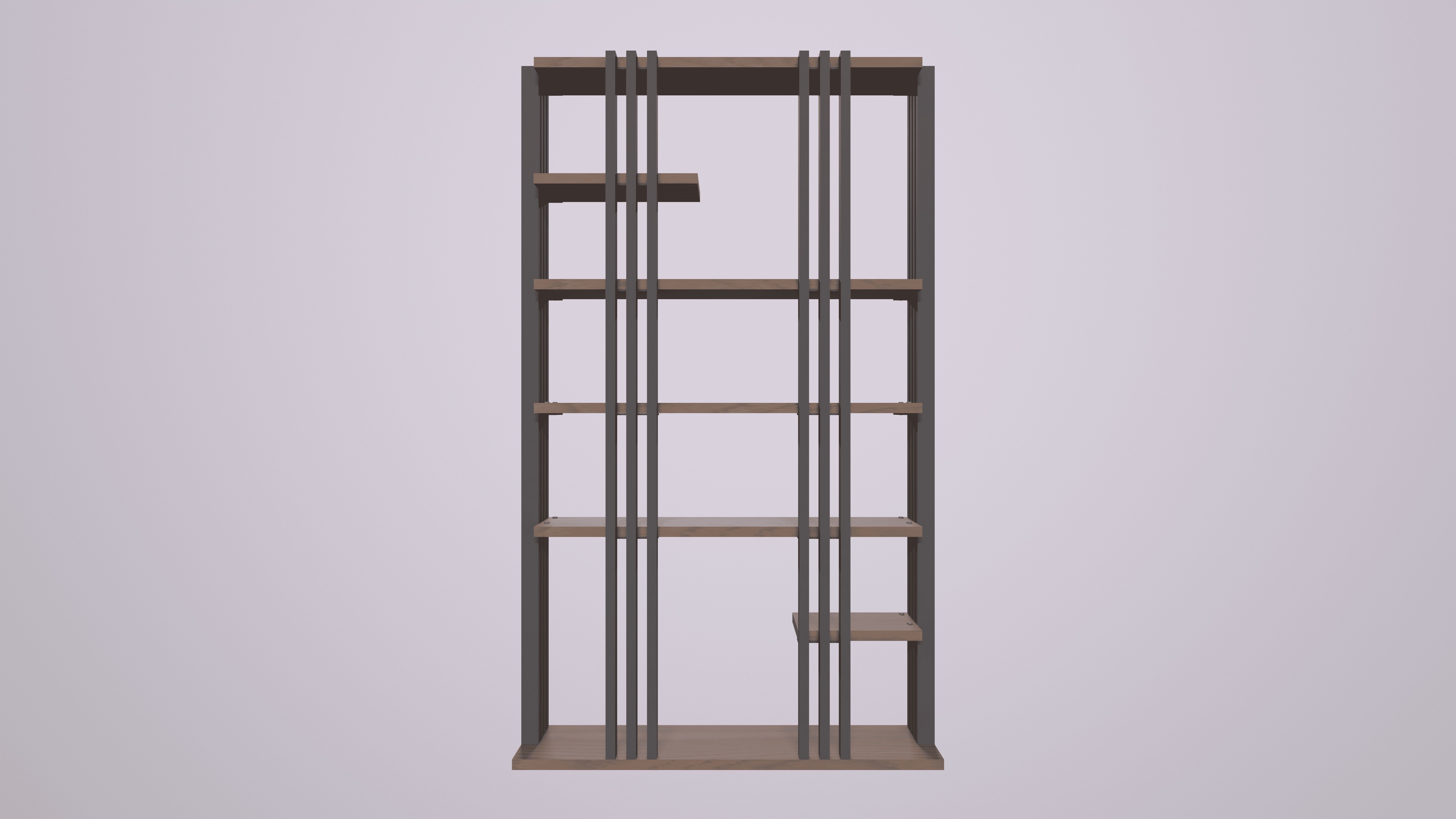 Bookcase Low-poly 3D model_5