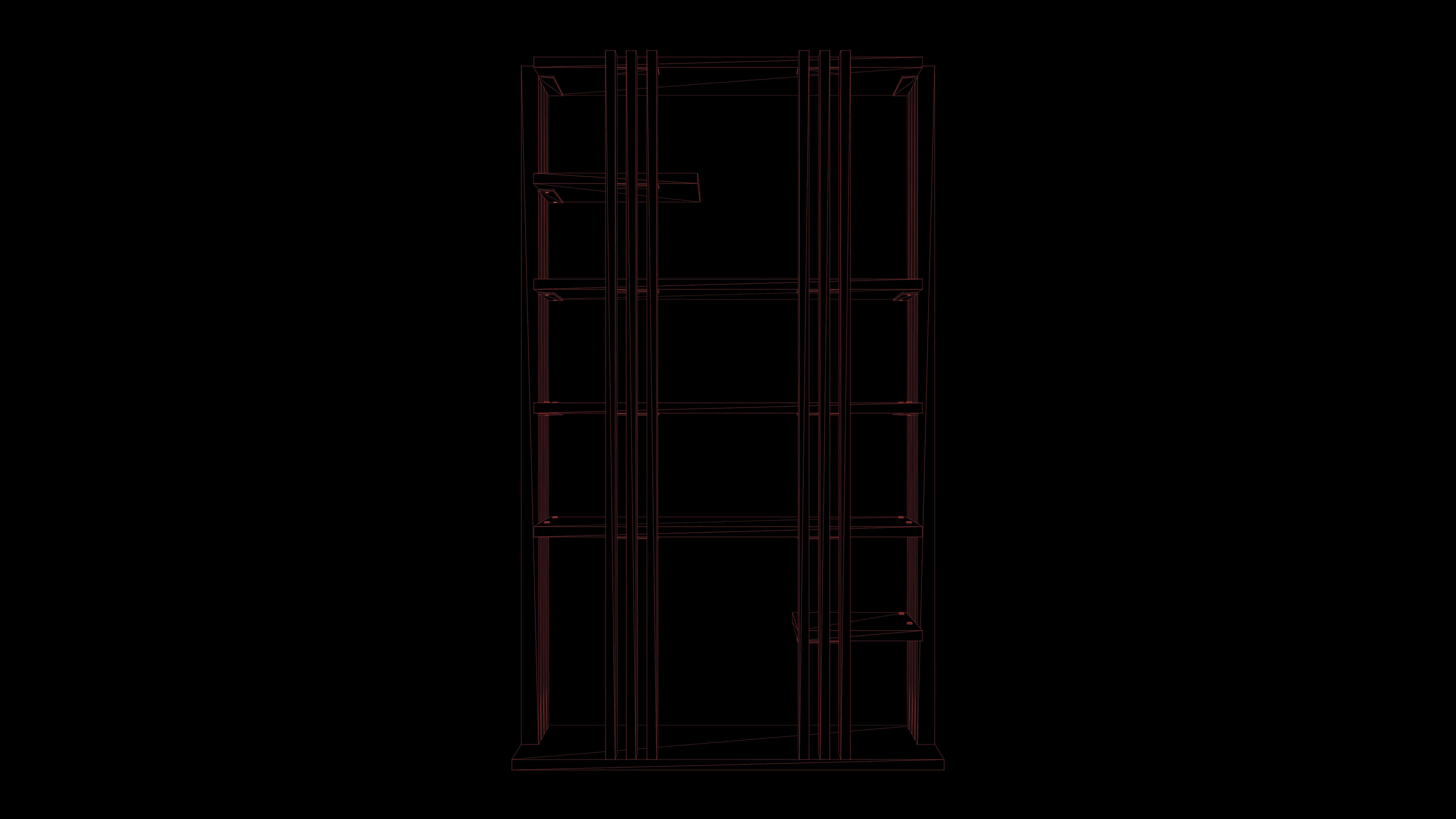 Bookcase Low-poly 3D model_7