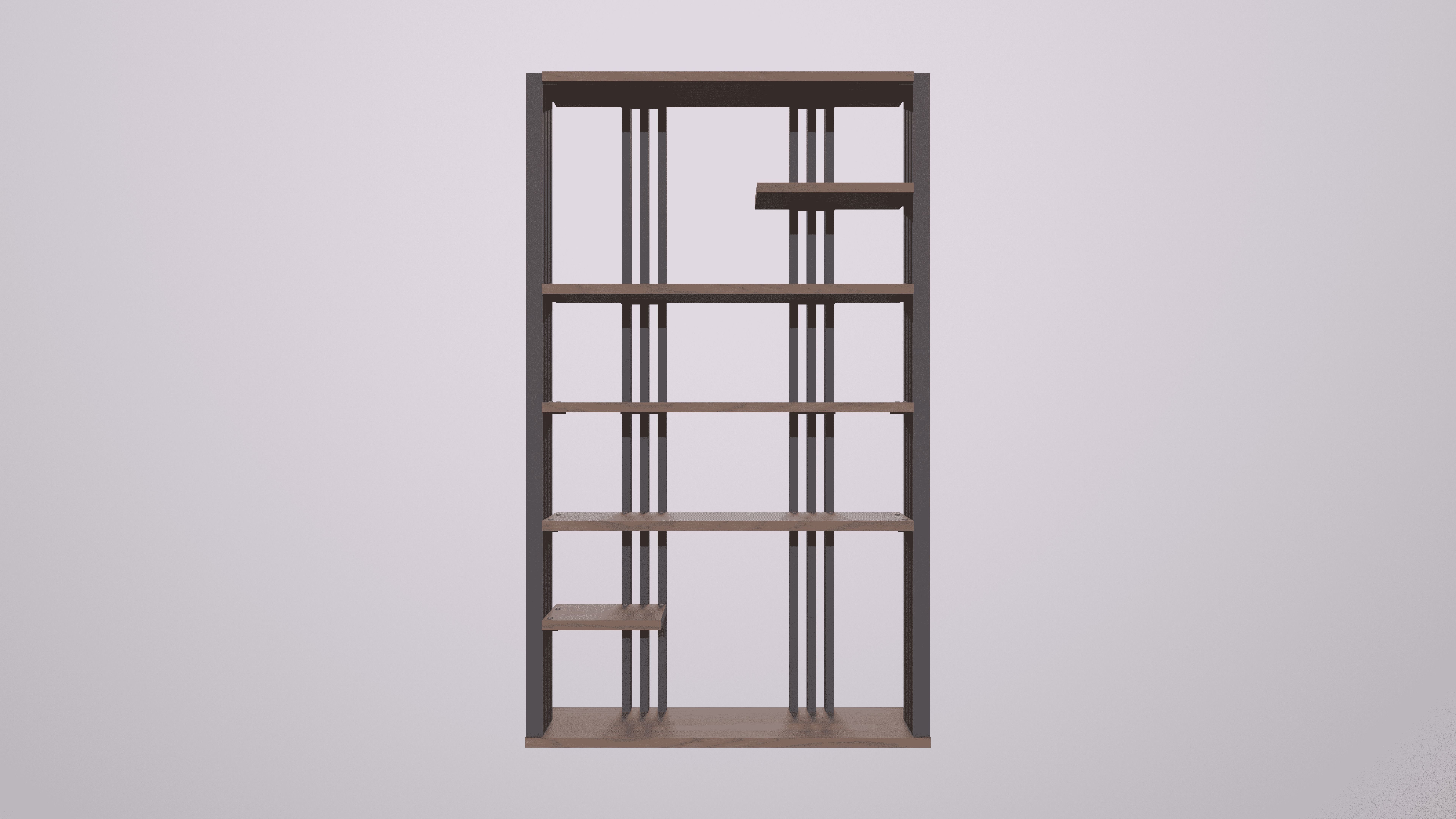 Bookcase Low-poly 3D model_4