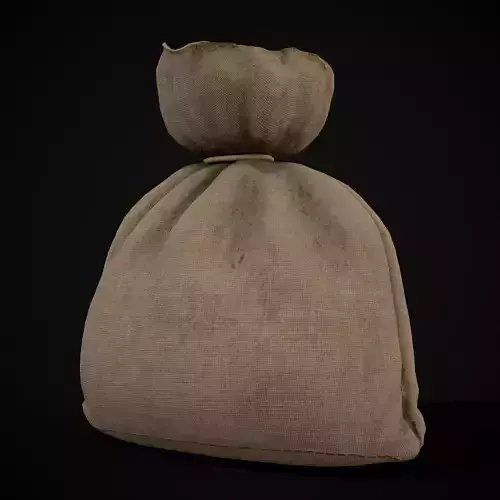 Small Tied Burlap Pouch Low-poly 3D model